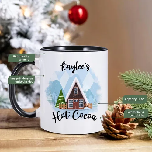 Miniatura 4 de Taza de Navidad con Nombre Personalizado, Tazas de Café de Navidad, Taza de Chocolate Caliente para Niños, Taza de Chocolate de 11 onzas, Taza de Té
