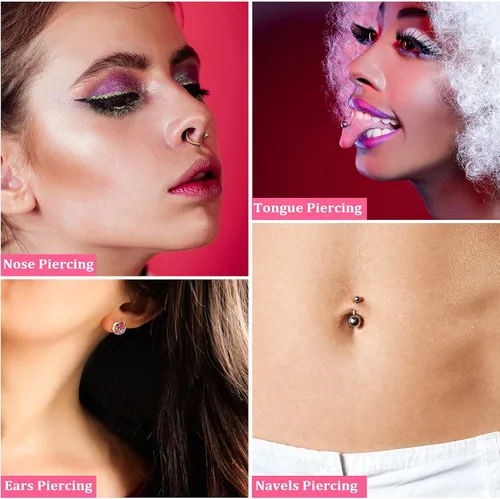 Miniatura 6 de Kit de 158 piezas de piercing de oreja, herramienta desechable para perforación de oreja, herramienta de perforación de oreja para el cuerpo, oreja