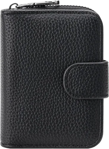Miniatura 7 de FALAN MULE Cartera de Cuero para Tarjetas de Crédito con Bloqueo RFID Pequeña para Mujeres con Muñequera, Azul claro, Vintage