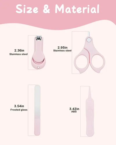 Miniatura 6 de babygoal Kit de cuidado de moscas de uñas para bebé, juego de 4 piezas con tapón de seguridad, corte sin dolor para recién nacidos y bebés, estuche