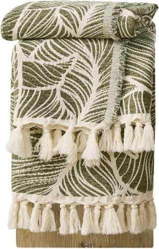 Miniatura 16 de DOWN HOME Manta de algodón de felpilla para sofá, manta bohemia ligera para cama, sofá, silla, sala de estar, exterior, manta decorativa de tejido