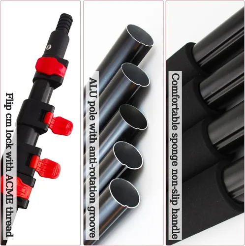Miniatura 9 de Kit de cepillo de poste alimentado por agua de limpieza de ventanas con dispensador de jabón telescópico extensible panel solar herramienta de lavado