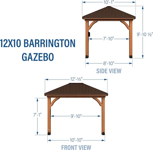 Miniatura 3 de Backyard Discovery Barrington - Cenador Pabellón de madera de cedro para exteriores de 12' x 10' con techo rígido de acero galvanizado de cadera