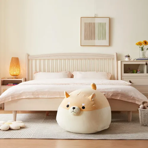 Miniatura 8 de Funda de puf de almacenamiento de animales de peluche para niños, silla de puf de perro amarillo Shiba Inu para niñas, organizador de juguetes