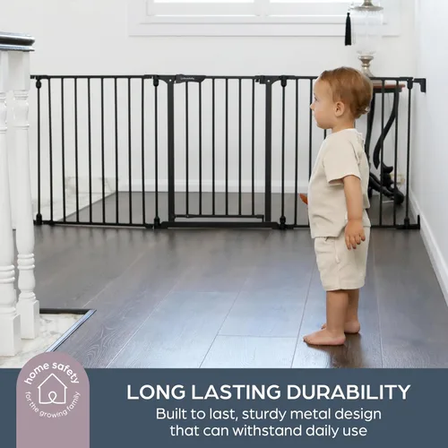 Miniatura 3 de Dreambaby Discovery 3 - Puerta de bebé extra ancha para escaleras y puertas, 76.5 pulgadas de ancho, puerta de paso de 3 paneles de metal, aberturas