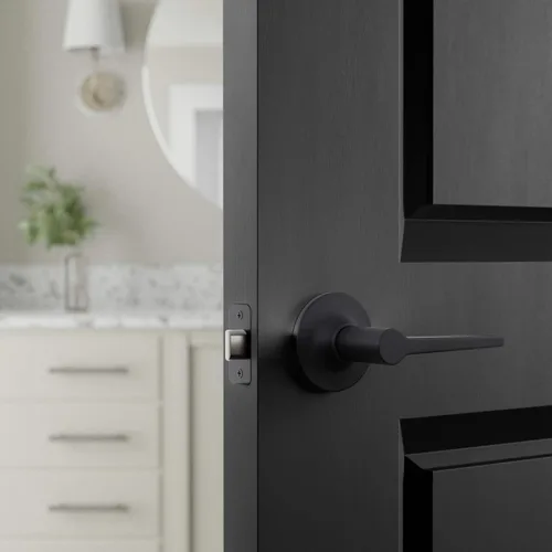 Miniatura 6 de Amazon Basics Manchester Palanca de Puerta - Paso (Sin Llave) - Negro Mate, Paquete de 1