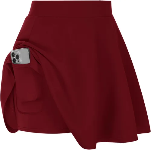 Hanna Nikole - Minifalda básica para mujer, de talla extragrande, falda pantalón básica y versátil, de tenis, falda skater con bolsillos