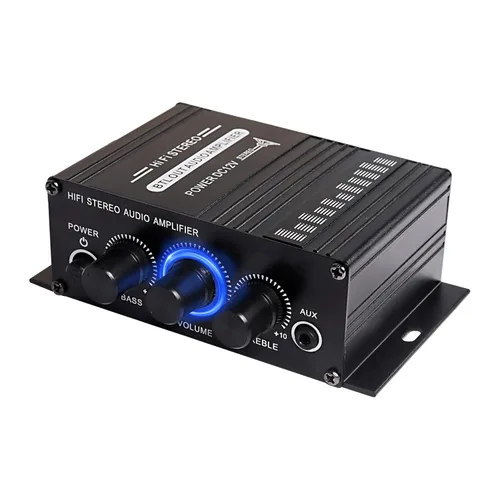 XMSJSIY Amplificador de audio estéreo de alta fidelidad de 12 V para coche de 2 canales HiFi Bass Subwoofer Amp para coches CD DVD reproductor MP3