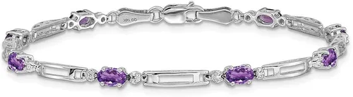 Miniatura 3 de FB Jewels - Pulsera de oro blanco de 14 quilates con diamantes y amatista