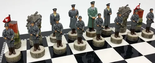 Miniatura 5 de World War 2 WW2 Conjunto de piezas de ajedrez hombres pintadas a mano - NO tablero