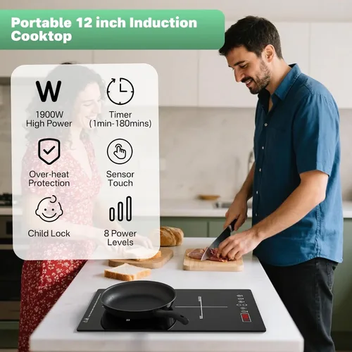 Miniatura 2 de Placa de cocción de inducción doble/doble 2 quemadores, placa de inducción portátil para cocinar, placa de inducción de dos quemadores Cocina