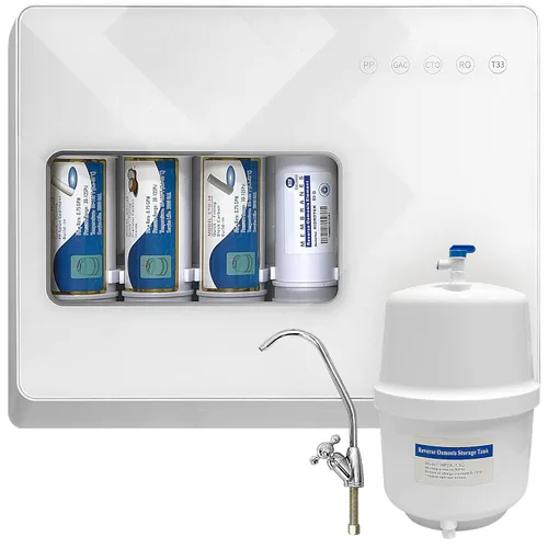 Ronaqua Sistema compacto de ósmosis inversa de 5 etapas, membrana 50GPD certificada por NSF, bomba de refuerzo, cartuchos de filtro de cambio