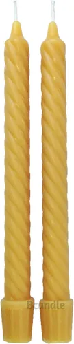 Velas cónicas en espiral de cera de abeja 100% pura (juego de 2) orgánicas, 8 pulgadas de alto, 3/4 pulgadas de diámetro, hechas a mano | Beeswax