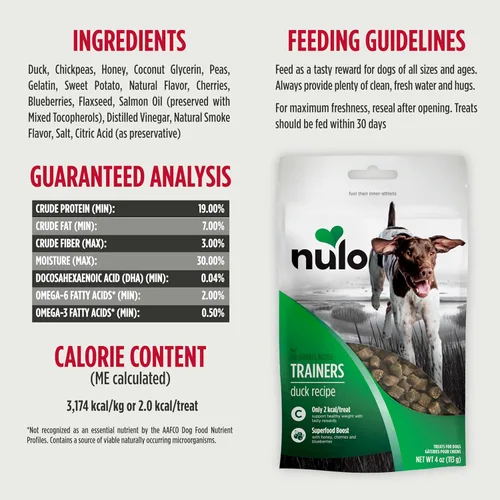 Miniatura 4 de Nulo Trainers - Golosinas de entrenamiento saludables para perros y cachorros, sin granos, sin granos, bajas en calorías, bolsa de 4 onzas, paquete
