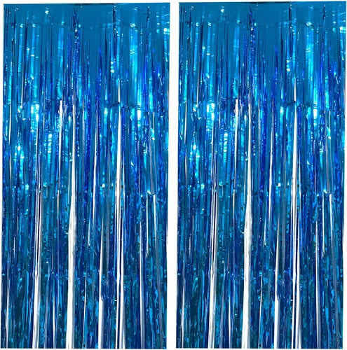 2 telón de fondo de decoración de fiesta de 3.28 x 6.56 pies, cortina de flecos de papel de aluminio con flecos, fondos de fotos, decoraciones