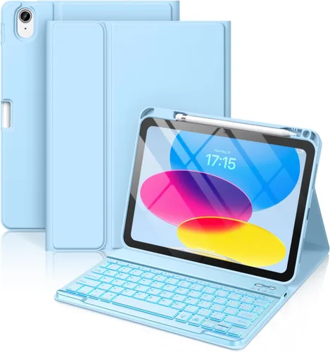 Miniatura 23 de Hamile Funda para iPad de 11ª y 10ª Generación con Teclado - 7 Colores Retroiluminados Inalámbrico Desmontable Funda Folio con Teclado y Soporte