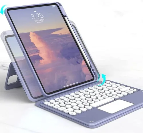 Miniatura 17 de Funda con teclado para iPad mini6 con panel táctil horizontal o vertical, magnética, desmontable, teclado BT transparente para iPad Mini 6ª Azul