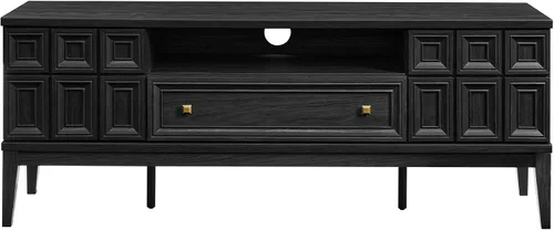 Miniatura 7 de Modway Samos - Soporte retro para TV de 59 pulgadas con patrón geométrico en negro, mueble consola de TV vintage con almacenamiento y organización