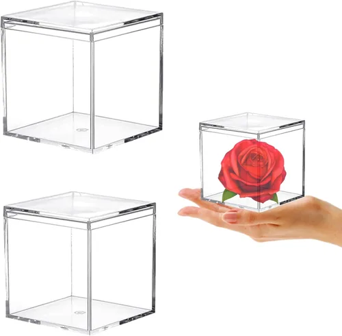 Miniatura 8 de KissYou Caja de Acrílico Transparente Caja de Exhibición con Tapa Cubo Cuadrado de Plástico Contenedores Transparentes Caja de Almacenamiento
