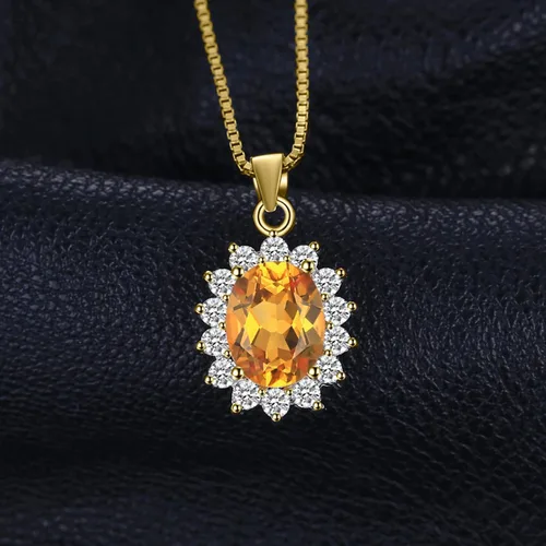 Miniatura 74 de JewelryPalace Princess Diana Kate Middleton Natural Amethyst Citrine Garnet Peridot Topaz Created Ruby Sapphire Simulated Emerald Pendant Necklace