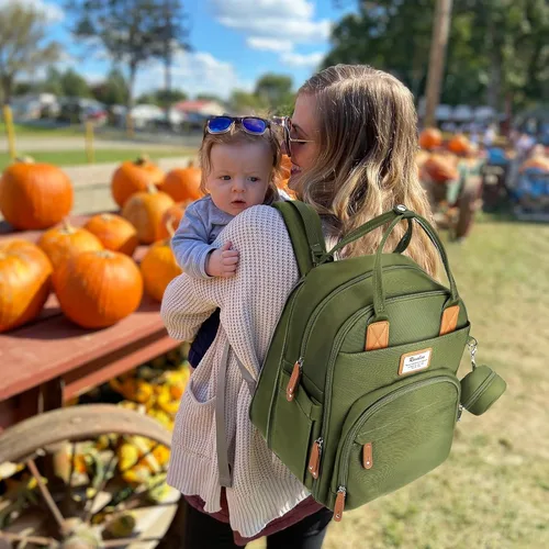 Miniatura 8 de RUVALINO Mochila para Pañales - Bolsa de Bebé Expandible con hasta 50% Más de Capacidad - Bolsa de Artículos Esenciales para Bebé con Cambiador