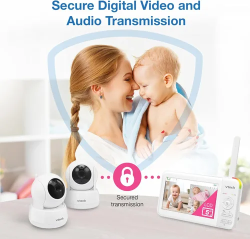 Miniatura 6 de VTech - Monitor de video para bebé con 2 cámaras y pantalla LCD de 5 pulgadas, hasta 17 horas de video y 31 horas de audio