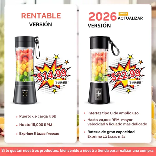 Miniatura 6 de Licuadora portátil inalámbrica de tamaño personal de 12 onzas – Mini licuadora para hacer batidos y batidos, inalámbrica, ligera, recargable, recién