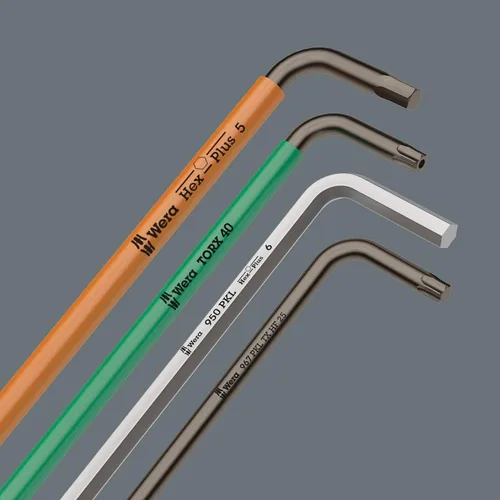 Miniatura 8 de Wera set de llaves L de acero 3950 PKL/9 punta bolita, ergonómicas, hexagonales, con dos clips de almacenamiento, 9 piezas
