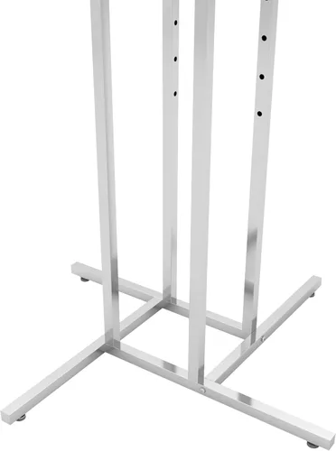 Miniatura 5 de Soporte para ropa– Apto para tareas pesadas, cromado, cuatro lados, brazos ajustables, tubos cuadrados, perfecto para visualización en tiendas