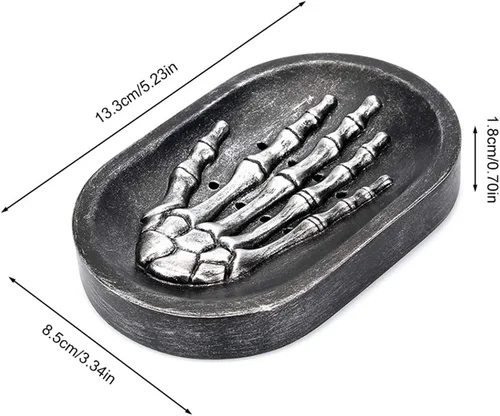 Miniatura 3 de Tvoip Jabonera de resina con esqueleto, para jabón, drenaje de agua, soporte para jabón, lavabo de baño, jabonera de mano fantasma, mejoras