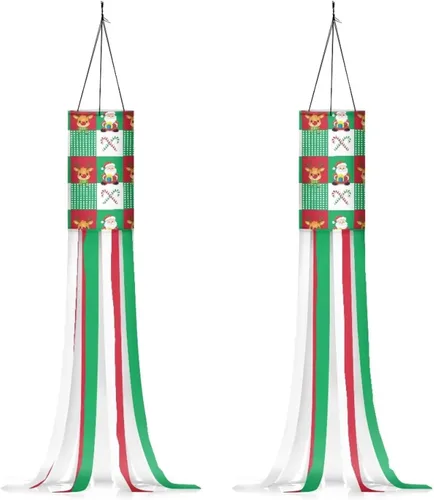 Miniatura 14 de Mumeson 2 piezas de calcetines de viento de otoño de arce de otoño, decoración al aire libre con bandera de cola, decoración colgante para pared