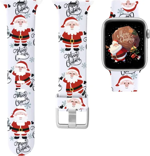 Miniatura 20 de Laffav Compatible con Apple Watch Bandas de 42mm 41mm 40mm 38mm para Mujeres y Hombres, Pulseras de Silicona Suave con Patrón Impreso Indeleble