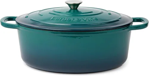 Miniatura 9 de Larder & Vine Horno holandés de hierro fundido esmaltado de 5.7 cuartos de galón con tapa, horno holandés para masa madre y hornear pan, esmalte