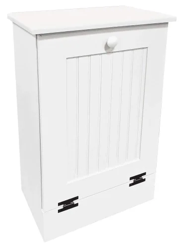 Miniatura 2 de Soporte para cubo de basura/reciclaje de basura rebatible de madera, Pino, S Sólido - Cottage White