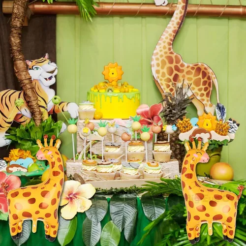 Miniatura 6 de Globos de papel de aluminio de jirafa, gran selva, safari, animal, decoraciones de fiesta de cumpleaños, globo gigante de safari para niño, salvaje
