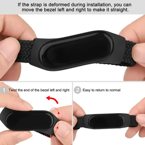 Miniatura 5 de Paquete de 2 correas de nailon para Xiaomi Mi Band 7/6/5/4/3, correas de repuesto de nailon trenzado suave Solo