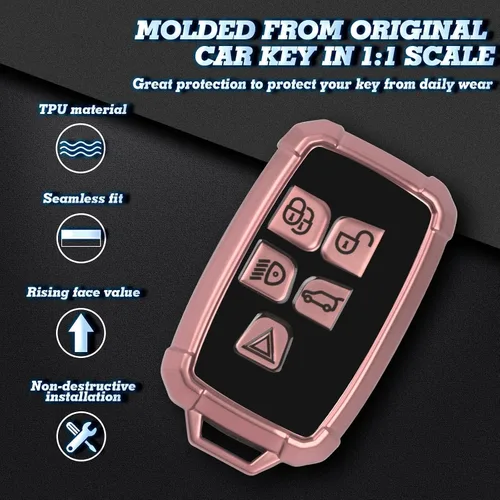 Miniatura 3 de x xotic tech Funda para llavero compatible con Range Rover Evoque Discovery LR4 Land Rover Sport o Jaguar XF XJ F-PACE F-Type 5 botones, protección