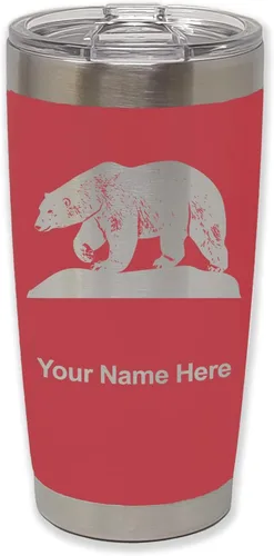 Miniatura 23 de LaserGram Vaso aislado al vacío de 20 onzas, oso polar, grabado personalizado incluido (negro)