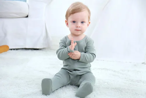 Miniatura 3 de O2 Baby - Pijama tipo mameluco para niñas y niños bebé, de algodón orgánico con cierre de cremallera frontal y pies