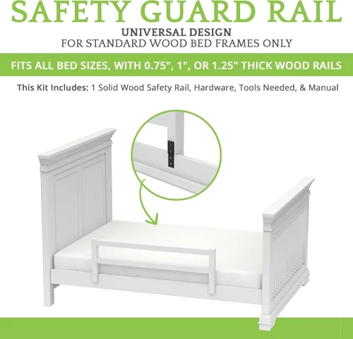Miniatura 2 de CC KITS Barrera de Seguridad para Bebés, Niños y Niñas - Barrera de Seguridad de Cama de Madera Maciza para Niños Pequeños - Instalación Fácil