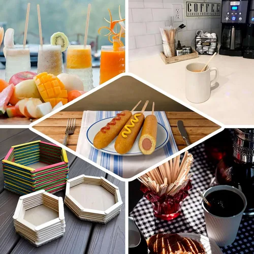 Miniatura 4 de Efavormart - Paquete de 5000 agitadores de café desechables redondos clásicos de madera de abedul de 4 pulgadas