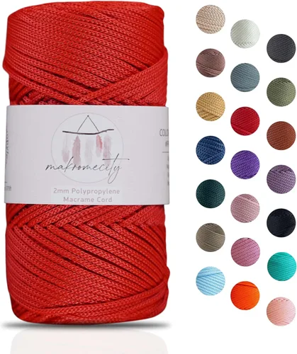 Miniatura 51 de Makromecity, Cordón de macramé de poliéster de 2 mm x 38 m (125 yardas) 2 mm de polipropileno, cordón de macramé para crochet, bolsas de macramé