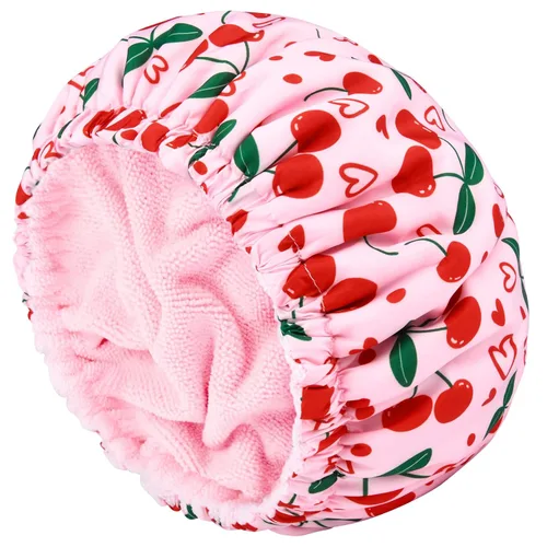 Miniatura 27 de Gorro de ducha para mujer, gorro de baño negro, reversible, grande, impermeable, ajustable, forro de rizo y banda elástica, dobladillo elástico
