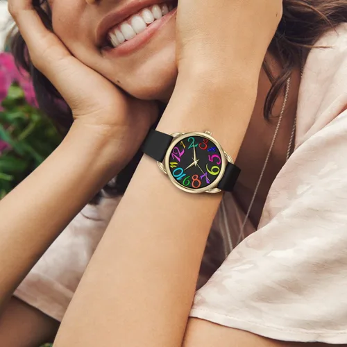Miniatura 3 de Bisley Reloj de mujer con correa de silicona suave y colorido con números arábigos, fácil de leer