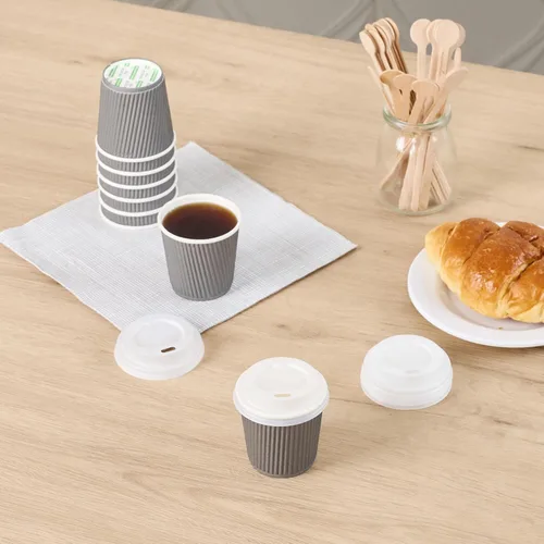 Miniatura 7 de Solo tapas: tapas de taza de café compostables Basic Nature, 500 tapas desechables para tazas de bebidas calientes. Las tazas se venden por