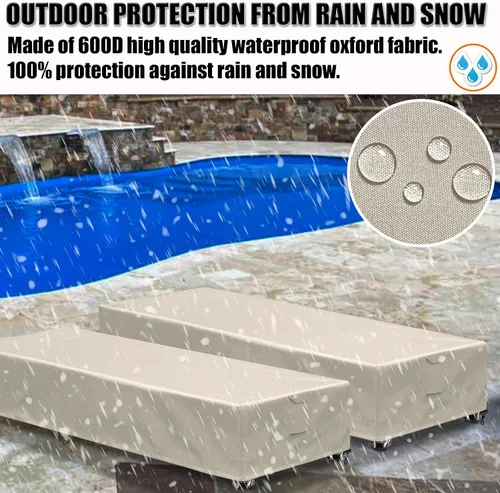 Miniatura 4 de Funda para tumbona para exteriores, 1 paquete de fundas para sillas de patio, impermeables, 600D, material resistente a la intemperie, protección