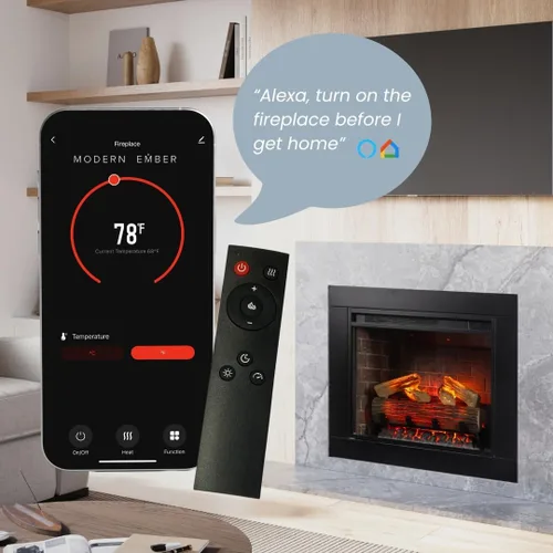 Miniatura 7 de Modern Ember Uptown - Inserto de chimenea eléctrica inteligente de 23 pulgadas + kit de molduras, habilitado para Alexa/WiFi, incluye control Kit