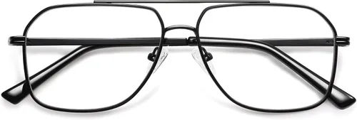 Miniatura 6 de AMOMOMA Anteojos de lectura estilo aviador retro con luz azul para mujeres y hombres, marco grande de metal para lector de computadora AM6133