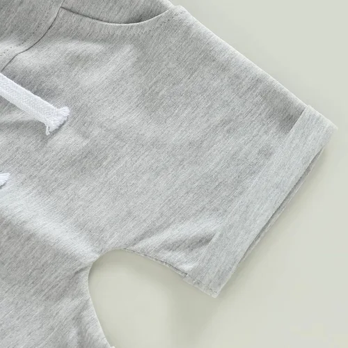 Miniatura 77 de Conjunto de ropa casual de manga corta con botones y pantalones cortos de lino para bebés y niños pequeños
