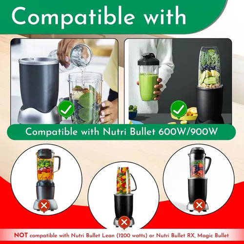 Miniatura 11 de Vasos de licuadora de repuesto para licuadora Nutribullet de 18 onzas con tapa, compatible con Nutribullet 600 W 900 W licuadora exprimidor